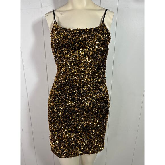 BP from Nordstrom Night Out Sequin Camisole Mini Dress in Gold Size M. NWOT - Picture 3 of 7